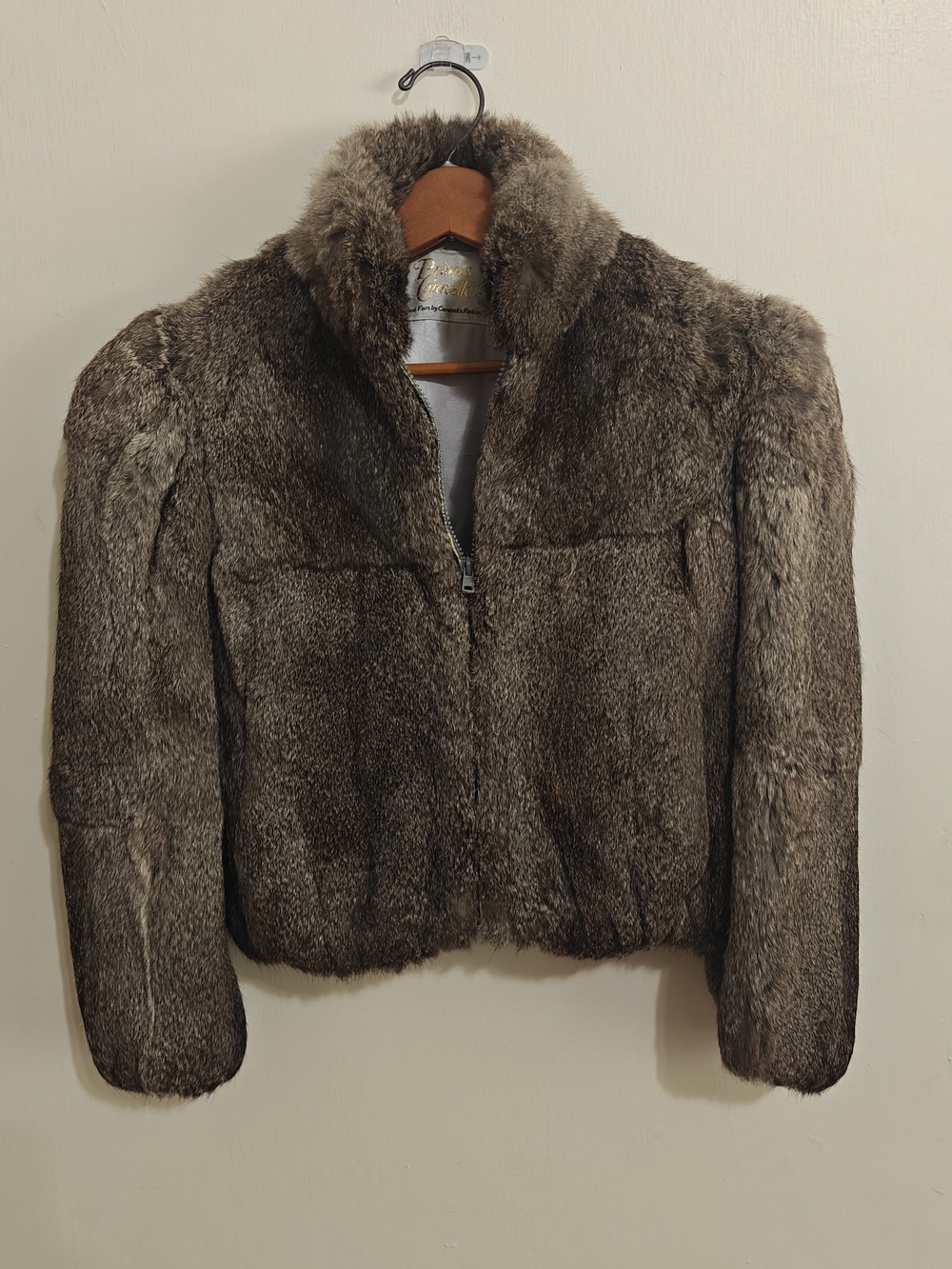 Vintage Rabbit Fur Cropped Jacket